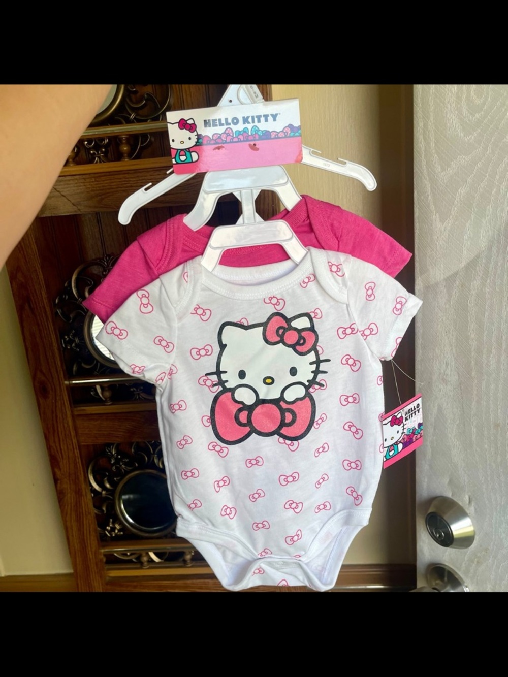 Hello Kitty White and Pink Graphic Baby Bodysuit Set